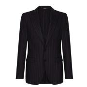 Pinstripe Wollen Blend Blazer Jas Dolce & Gabbana , Black , Heren