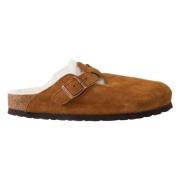 Shearling Suede Klomp Birkenstock , Brown , Dames