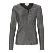 Zilveren Knoop Tee Top Soaked in Luxury , Gray , Dames