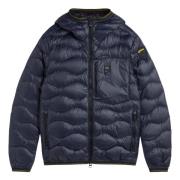 Gewatteerde jas met capuchon en logopatch Blauer , Blue , Heren