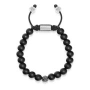 Men's Black Diamond Beaded Bracelet with Matte Onyx Nialaya , Gray , H...