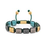 Men`s Ceramic Flatbead Bracelet in Black, Green, Turquoise, and Gold N...