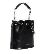 Zwarte Leren Bucket Bag Orciani , Black , Dames