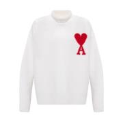 Turtleneck trui met logo Ami Paris , White , Heren