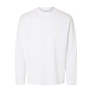 Lange Mouw Tee Losse Pasvorm Selected Homme , White , Heren