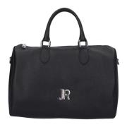 Zwarte leren handtas met ritssluiting John Richmond , Black , Dames