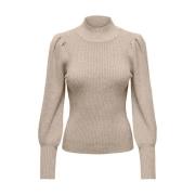 Gezellige Highneck Pullover Gebreid Only , Beige , Dames