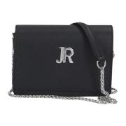 Zwarte schoudertas met zilveren logo John Richmond , Black , Dames