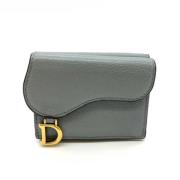 Pre-owned Leather wallets Dior Vintage , Gray , Dames