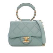 Pre-owned Leather chanel-bags Chanel Vintage , Blue , Dames