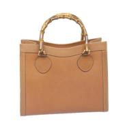 Pre-owned Leather handbags Gucci Vintage , Brown , Dames