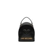 Zwarte rugzak met voorlogo Love Moschino , Black , Dames