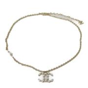 Pre-owned Fabric necklaces Chanel Vintage , White , Dames