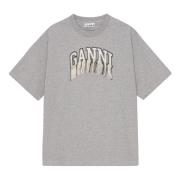 Fringe Logo T-shirt Ganni , Gray , Dames