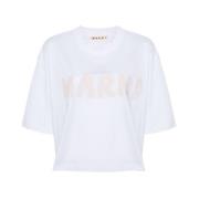 Witte Katoenen Crew Neck T-shirt Marni , White , Dames