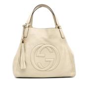 Pre-owned Leather totes Gucci Vintage , White , Dames