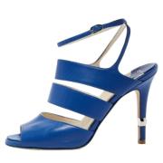 Pre-owned Leather sandals Chanel Vintage , Blue , Dames