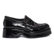 Lakleren mocassin met ponyhaar Pons Quintana , Black , Dames