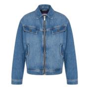 Blauwe Katoenen Regular Fit Jas Moschino , Blue , Heren