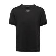 Logo Print T-shirt Prada , Black , Heren