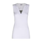 Witte tanktop met Monili-details Brunello Cucinelli , White , Dames