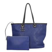 Pre-owned Leather totes Chanel Vintage , Blue , Dames