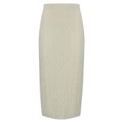 Gevlochten Kasjmier Zijde Wol Rok D.Exterior , Beige , Dames