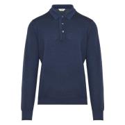 Wollen Polo Shirt Gemaakt in Italië Gran Sasso , Blue , Heren