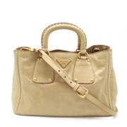 Pre-owned Leather totes Prada Vintage , Beige , Dames