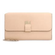 Leren Clutch met Kettingband Valextra , Pink , Dames