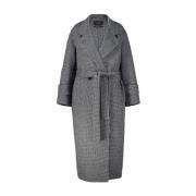 Elegante Lange Jas met Houndstooth Patroon Windsor , Gray , Dames