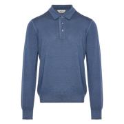 Wollen Polo Shirt Gemaakt in Italië Gran Sasso , Blue , Heren