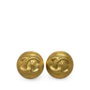 Pre-owned Metal earrings Chanel Vintage , Yellow , Dames