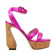 Neonroze Kurk Sandalen met Hak Sergio Rossi , Pink , Dames