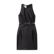 Zwarte Mouwloze Leren Jurk Nanushka , Black , Dames