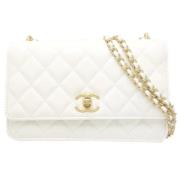 Pre-owned Leather chanel-bags Chanel Vintage , White , Dames