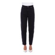 Zwarte broek met logoritssluiting Dondup , Black , Dames