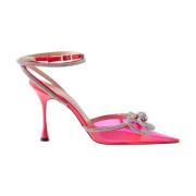 Neon Pink PVC Double Bow Stilettos Mach & Mach , Pink , Dames