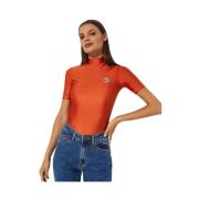 Oranje High Neck T-shirt Coperni , Orange , Dames