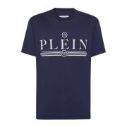 Navy Logo T-shirt Ronde Hals Korte Mouw Philipp Plein , Blue , Heren