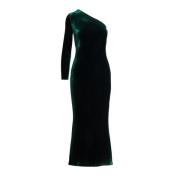 Fluwelen een-schouder jurk Ralph Lauren , Green , Dames