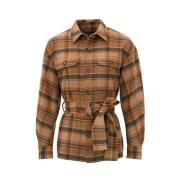 Bruine Wollen Shirt Ralph Lauren , Brown , Dames