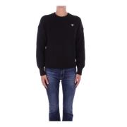 Zwart Logo Front Sweater Guess , Black , Dames