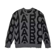 Grijze Wollen Oversized Sweater The Monogram Marc Jacobs , Gray , Dame...