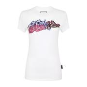 Wit Feministisch Graffiti Logo T-shirt Philipp Plein , White , Dames