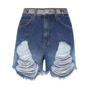 Blauwe Distressed Denim Shorts Philipp Plein , Blue , Dames