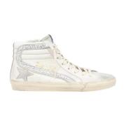 Witte hoge leren sneakers met ster Golden Goose , White , Dames