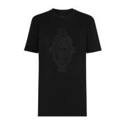 Zwart Katoenen Geborduurd T-shirt Philipp Plein , Black , Dames