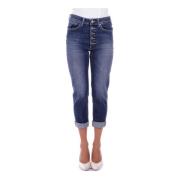 Denim Jeans met Logo Achterzak Dondup , Blue , Dames