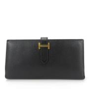 Pre-owned Leather wallets Hermès Vintage , Black , Dames